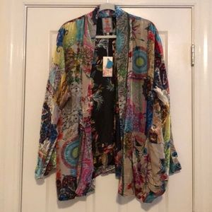 NWT Johnny Was Velvet Kimono-style Jacket Size XXL